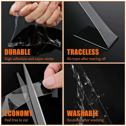 1-10M Double-sided Adhesive Nano Tape 20-50mm Width Reusable No Trace Waterproof Ultra-strong Tape Strip Clear Mounting Tape https://sammyskfootball.com