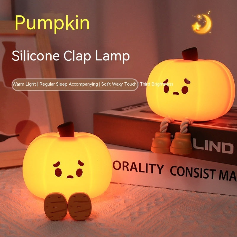 Pumpkin Lamp Small Night Lamp Halloween Spooky Gift Silicone Pat Lamp Ambience Light https://sammyskfootball.com