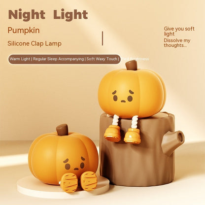 Pumpkin Lamp Small Night Lamp Halloween Spooky Gift Silicone Pat Lamp Ambience Light https://sammyskfootball.com