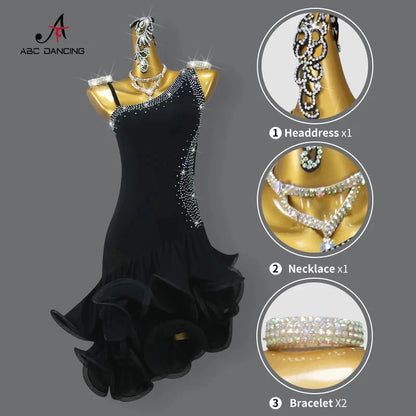 Latin Dance Suit Line Wear Tops Women Female Clothing Competition Dress Ball Girls Skirts Samba Practice Prom Costume Customized https://sammyskfootball.com