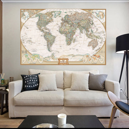 Vintage World Map Canvas Painting Vintage Wall Art Poster https://sammyskfootball.com