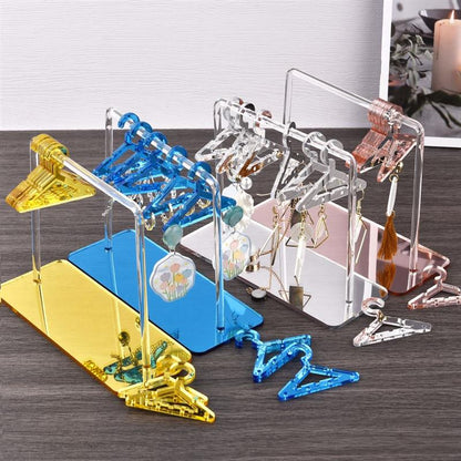 Acrylic Earring Hanging Display Rack Stand with Mini Coat Hangers_11