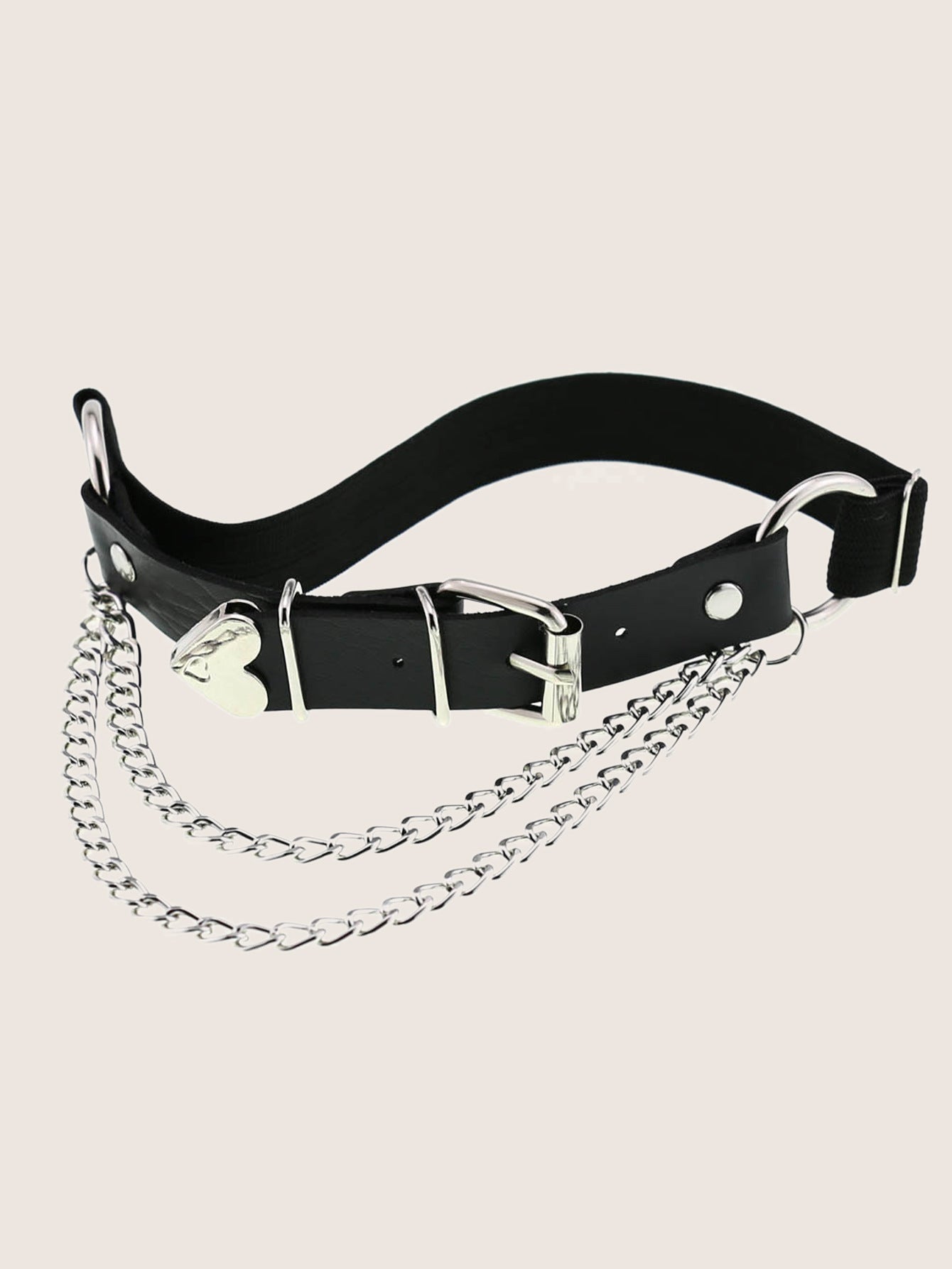 A Sex Heart Chain Elastic Leather Irregular Garter Belt