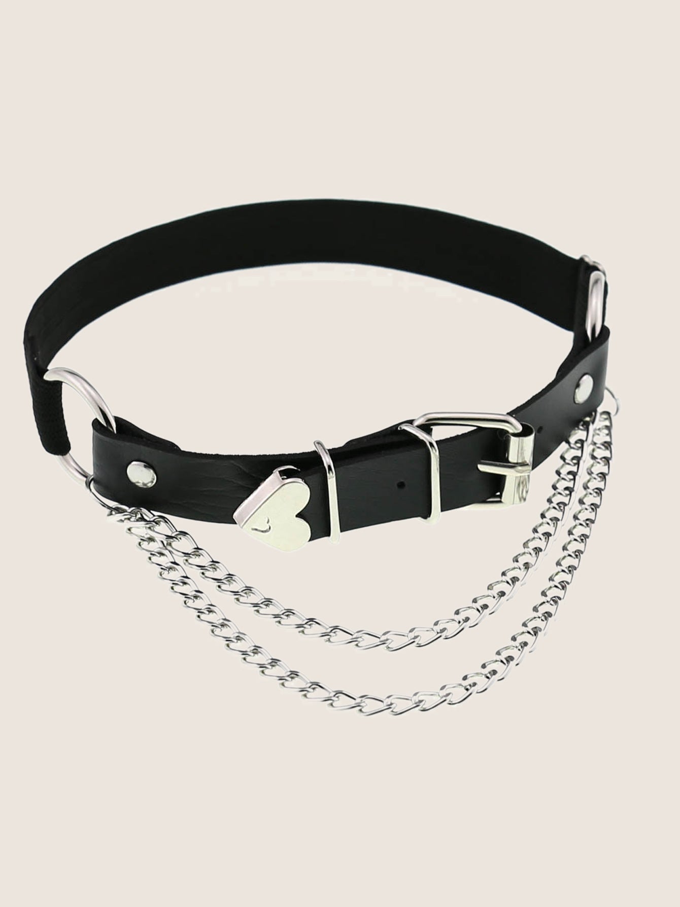 A Sex Heart Chain Elastic Leather Irregular Garter Belt